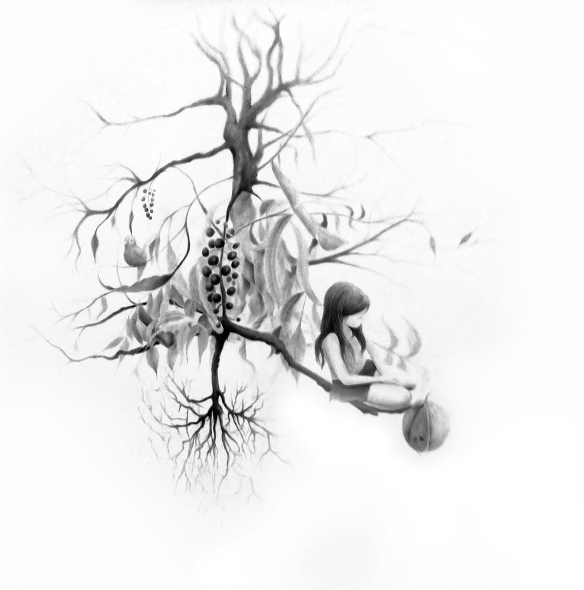 A Little Girl on the Leaves