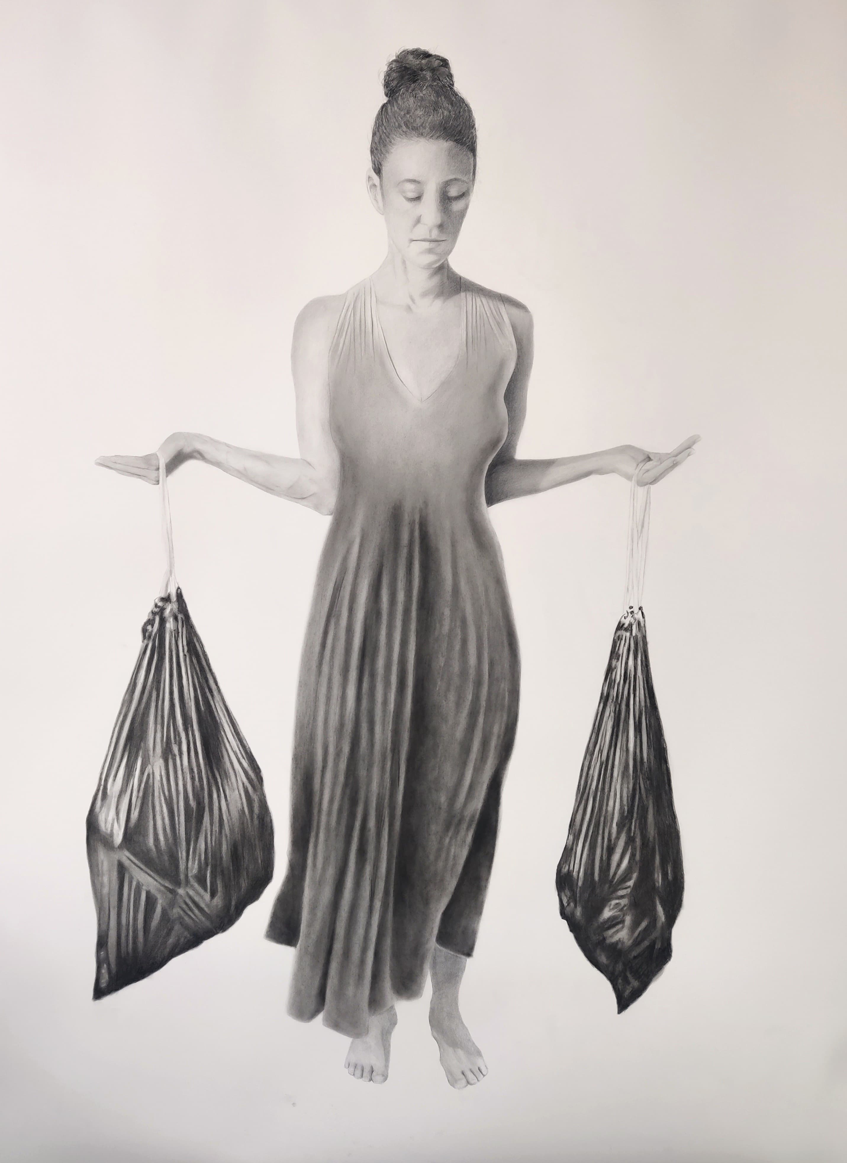 Lady Justice with garbage bags